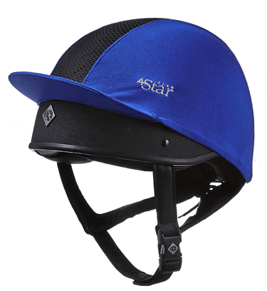 Buy the Charles Owen Royal Blue 4 Star Ventilated Hat Silk | Online for Equine