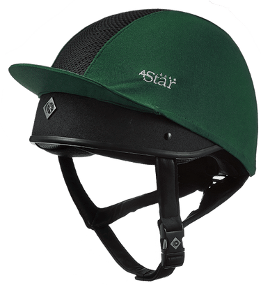 Buy the Charles Owen Hunter Green 4 Star Ventilated Hat Silk | Online for Equine