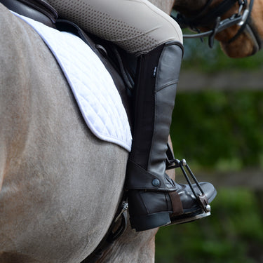 Dublin Black/Patent Piping Stretch Fit Half Chaps