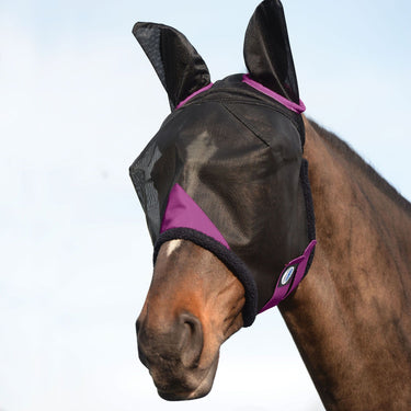 Buy WeatherBeeta ComFiTec Black/Purple Deluxe Durable Mesh Mask With Ears| Online for Equine