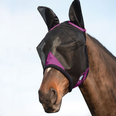 Buy WeatherBeeta ComFiTec Black/Purple Deluxe Durable Mesh Mask With Ears | Online for Equine