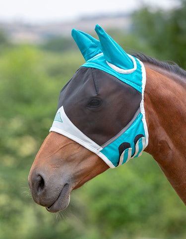 Shires Teal Fine Mesh Fly Mask With Ears