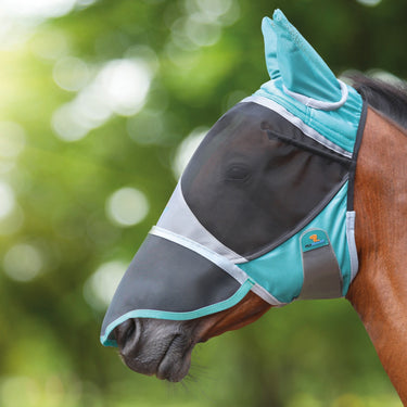 Buy the Shires Green Deluxe Fly Mask With Ears & Nose | Online for Equine