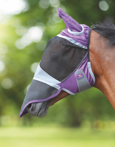 Shires Purple Deluxe Fly Mask With Ears & Nose