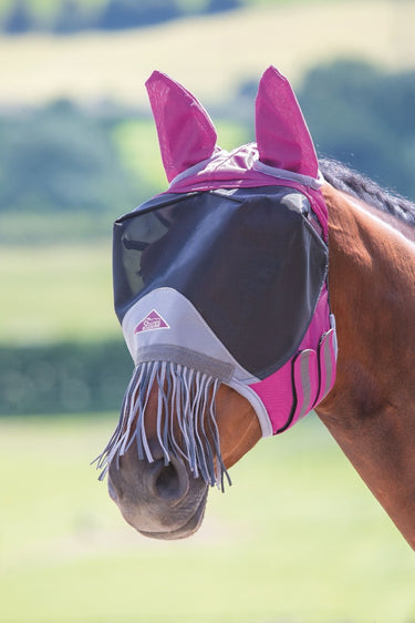 Shires Deluxe Fly Mask with Ears & Nose Fringe