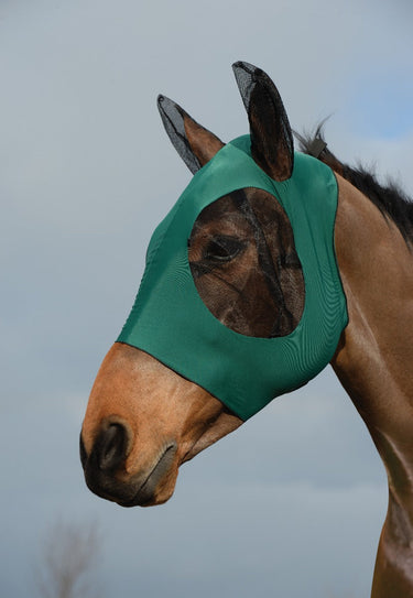 Buy Weatherbeeta Hunter Green Stretch Bug Dual Eye Saver Fly Mask With Ears | Online for Equine