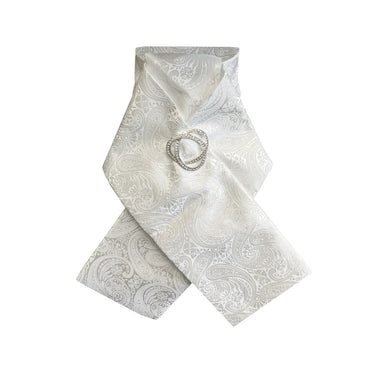 Equetech White Paisley Brocade Ready-Tied Stock