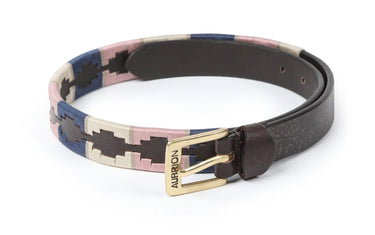 Shires Pink / Natural / Navy Aubrion Drover Skinny Polo Belt