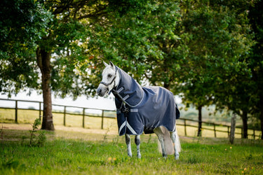 Horseware Ireland Rambo 1680D Plus Turnout Rug 100G Navy / Thunderstorm Grey & Silver