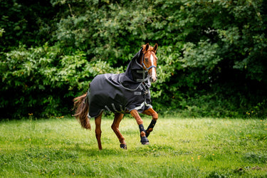 Horseware Ireland Rambo 1680D Plus Turnout Rug 100G Black / Thunderstorm Grey & Silver