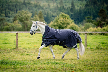 Horseware Ireland Rambo 1680D Wug Turnout Rug 200G Navy / Hunter Green & Silver