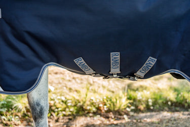 Horseware Ireland Rambo 1680D Turnout Rug 100G Navy / Thunderstorm Grey & Silver