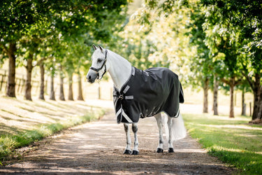 Horseware Ireland Rambo 1680D Turnout Rug 100G Black / Thunderstorm Grey & Silver