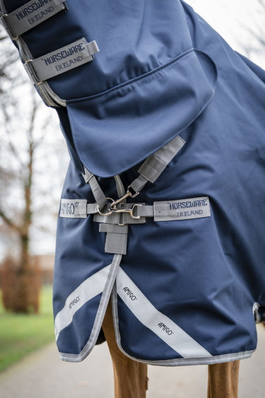 Horseware Ireland Amigo 1200D Integrated Turnout Rug 150G Navy / Titanium Grey & Silver