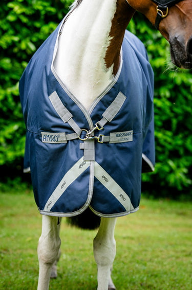 Horseware Ireland Amigo 1200D Xl Turnout Rug 150G Navy / Titanium Grey & Silver