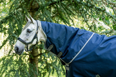 Horseware Ireland Amigo 1200D Turnout Rug Hood 0G Navy / Titanium Grey & Silver