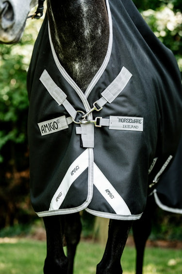 Horseware Ireland Amigo 1200D Wug Turnout Rug 50G Black / Titanium Grey & Silver