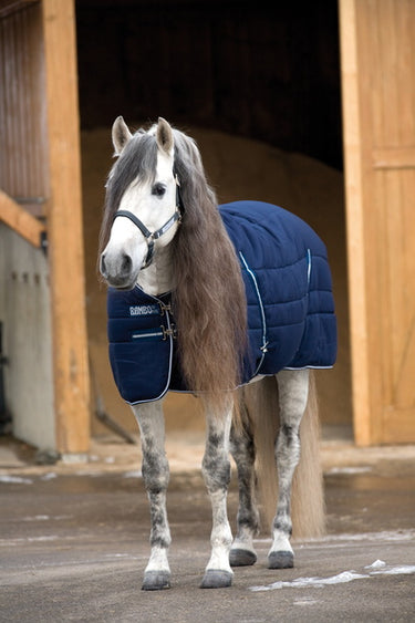 Horseware Ireland Rambo Stable Rug 100G Navy / Thunderstorm Grey & Silver