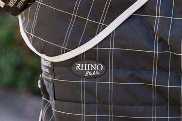 Horseware Ireland Rhino Stable Rug Hood 100G Blk / Grey / White Chk & Grey