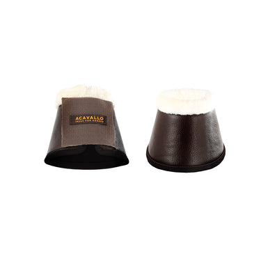Buy Acavallo Eco-Leather Brown Bell Boots With Velcro Fastening  | Online for Equine