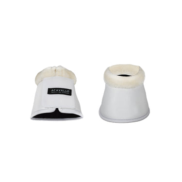Buy Acavallo Eco-Leather White Bell Boots With Velcro Fastening  | Online for Equine