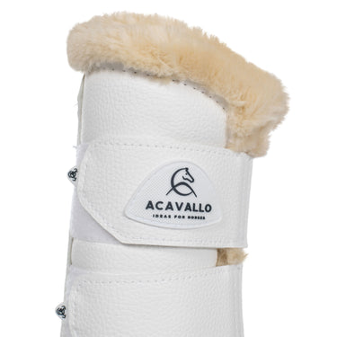 Buy Acavallo Front Brushing White Boots With Synthetic Fur With Double Velcro  | Online for Equine