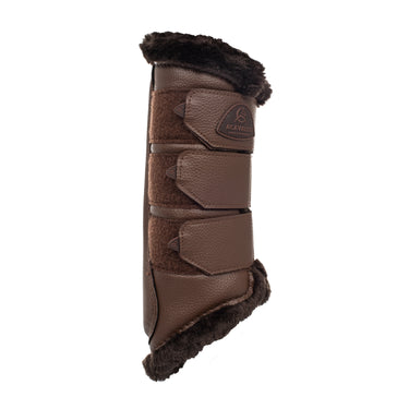 Buy Acavallo Brown Hind Brushing Horse Boots With Synthetic Fur With Triple Velcro  | Online for Equine