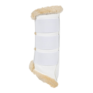 Buy Acavallo White Hind Brushing Horse Boots With Synthetic Fur With Triple Velcro  | Online for Equine