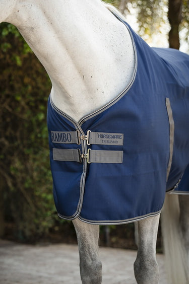 Horseware Ireland Rambo Stable Rug Sheet Navy / Thunderstorm Grey & Silver