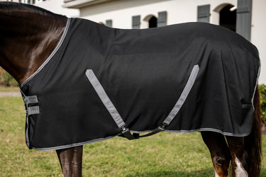 Horseware Ireland Rambo Stable Rug Sheet Black / Thunderstorm Grey & Silver