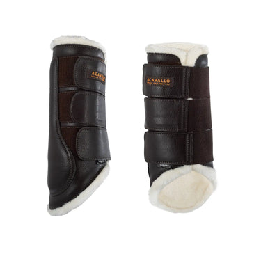 Buy Acavallo Eco-Leather Hind Brown Brushing Horse Boots With Triple Velcro Fasten  | Online for Equine