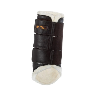 Buy Acavallo Eco-Leather Hind Brown Brushing Horse Boots With Triple Velcro Fasten  | Online for Equine