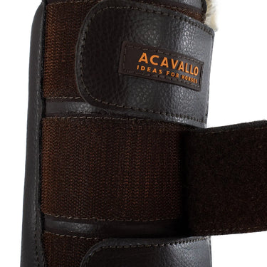 Buy Acavallo Eco-Leather Hind Brown Brushing Horse Boots With Triple Velcro Fasten  | Online for Equine
