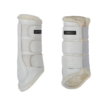 Buy Acavallo Eco-Leather Hind White Brushing Horse Boots With Triple Velcro Fasten  | Online for Equine