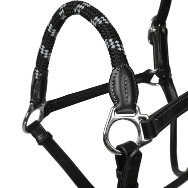 Buy Acavallo Leather Halter With Ergonomic Pollguard - Rope Noseband  | Online for Equine