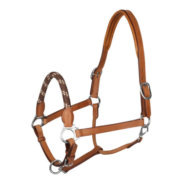 Buy Acavallo Leather Halter With Ergonomic Pollguard - Rope Noseband  | Online for Equine