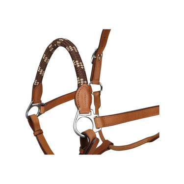 Buy Acavallo Leather Halter With Ergonomic Pollguard - Rope Noseband  | Online for Equine