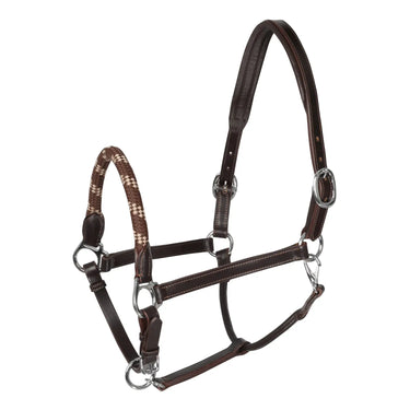 Buy Acavallo Leather Halter With Ergonomic Pollguard - Rope Noseband  | Online for Equine