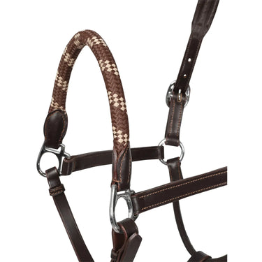 Buy Acavallo Leather Halter With Ergonomic Pollguard - Rope Noseband  | Online for Equine