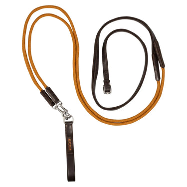 Buy Acavallo Soft Leather Draw Reins W/Round Nylon Rope Dark Brown  | Online for Equine