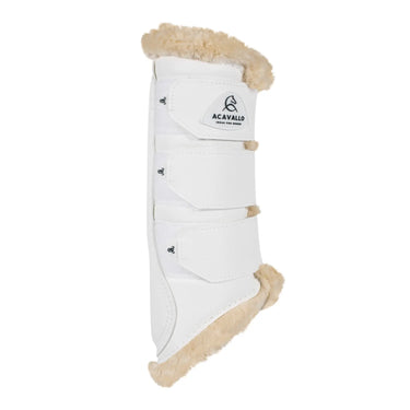 Buy Acavallo White Hind Brushing Horse Boots With Synthetic Fur With Triple Velcro  | Online for Equine
