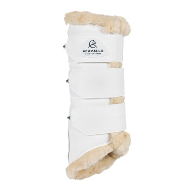 Buy Acavallo White Hind Brushing Horse Boots With Synthetic Fur With Triple Velcro  | Online for Equine