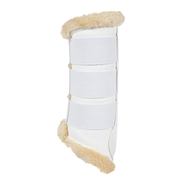 Buy Acavallo White Hind Brushing Horse Boots With Synthetic Fur With Triple Velcro  | Online for Equine