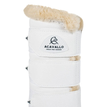 Buy Acavallo White Hind Brushing Horse Boots With Synthetic Fur With Triple Velcro  | Online for Equine