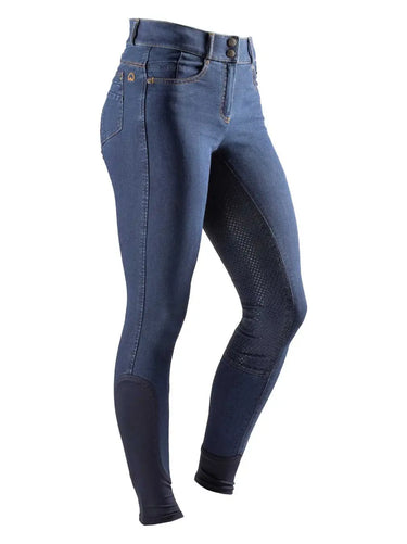Buy Agaso Ladies Full Silicone Seat Denim Breeches| Online for Equine