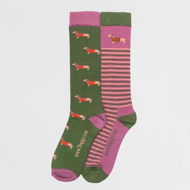 Toggi Raspberry/Olive Green Auster Womens 2 Pack Socks