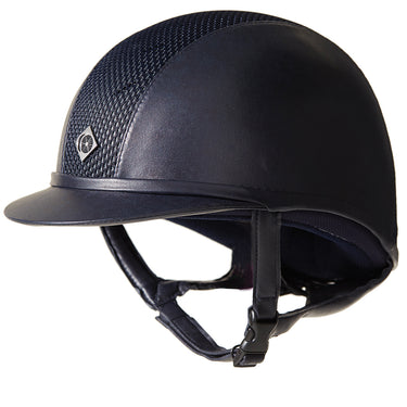 Buy Charles Owen Navy Ayr8 Plus Leather Look Riding Hat | Online for Equine