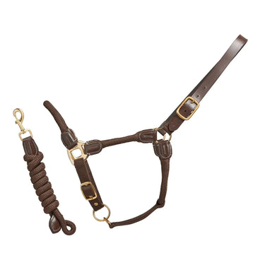 Cameo Equine Chocolate Brown Rope Leather Headcollar And Leadrope| Online For Equine