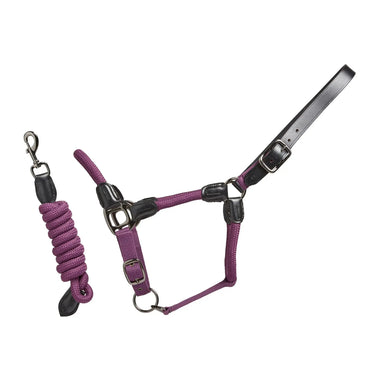 Cameo Equine Deep Purple Rope Leather Headcollar And Leadrope| Online For Equine