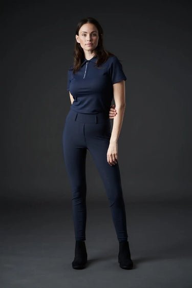 Buy Catago Ladies Navy Nash Zip Neck Short Sleeved Polo| Online for Equine